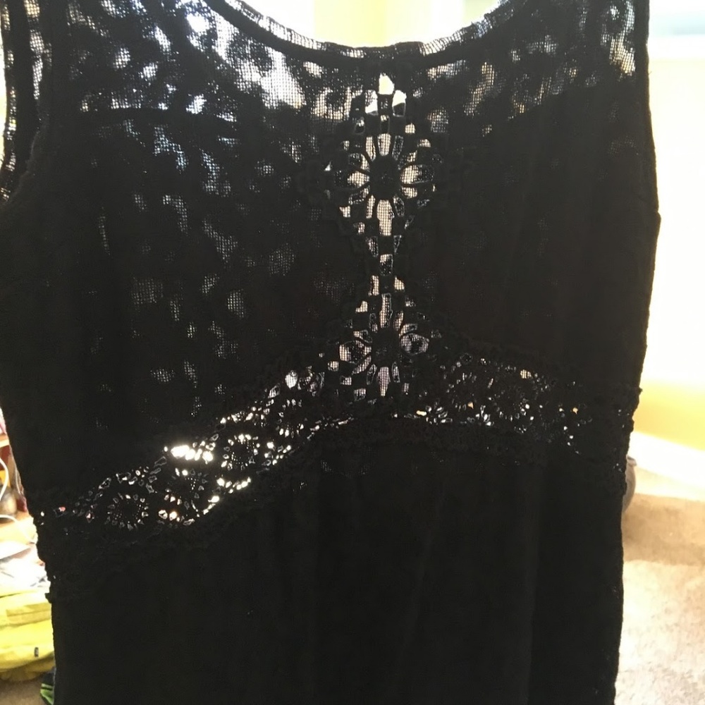 Free People black lace see-through mini dress